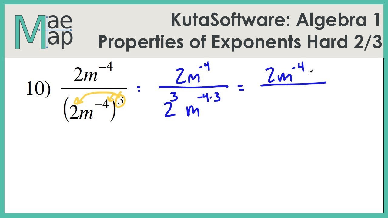 KutaSoftware: Алгебра 1 - Свойства экспонент, сложная часть 2