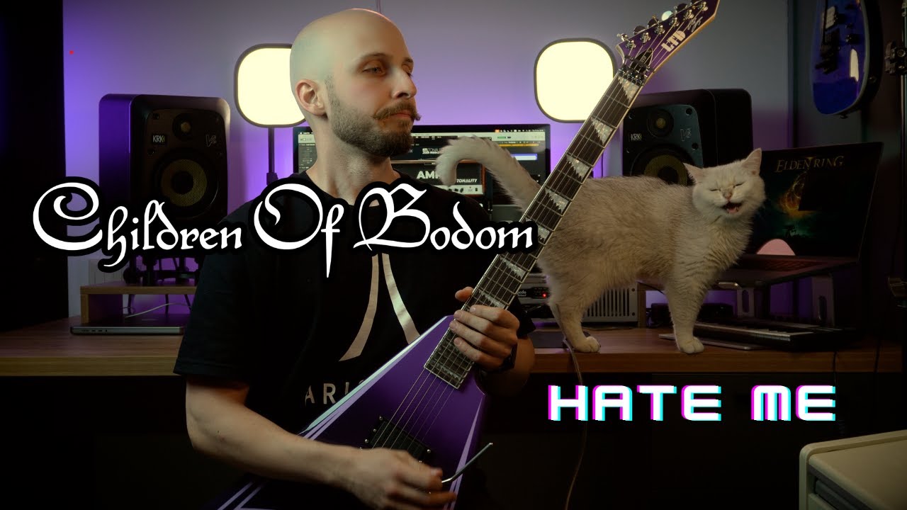 Children Of Bodom - Hate Me (guitar cover but my cat tries to ruin it)
