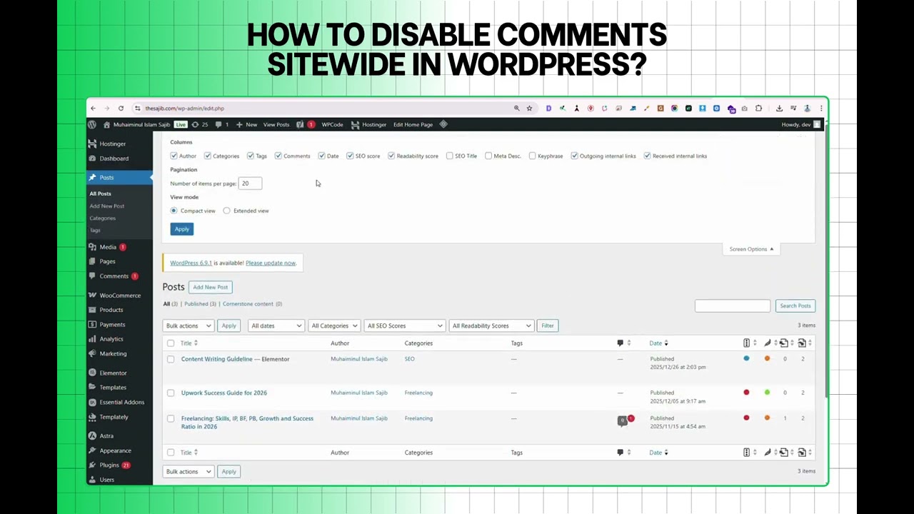 How to Disable Comments Sitewide in WordPress | Muhaiminul Islam Sajib | SEO Quick Fixes
