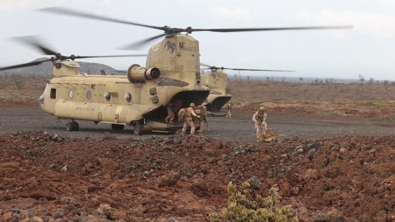 AIR INSERT with U.S. Marines on U.S. Army CH-47 Chinook Helicopters!