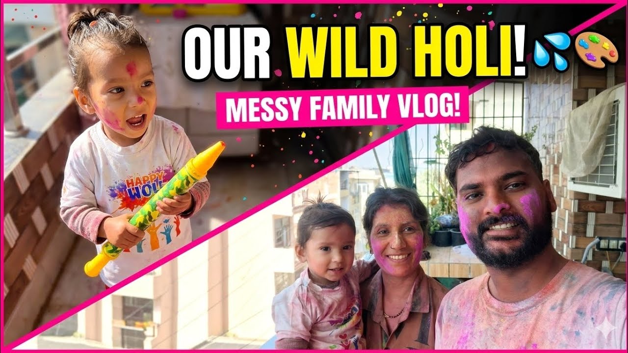 ​MY First Holi With The Little One! 🎨 Radhu k sath first holi.