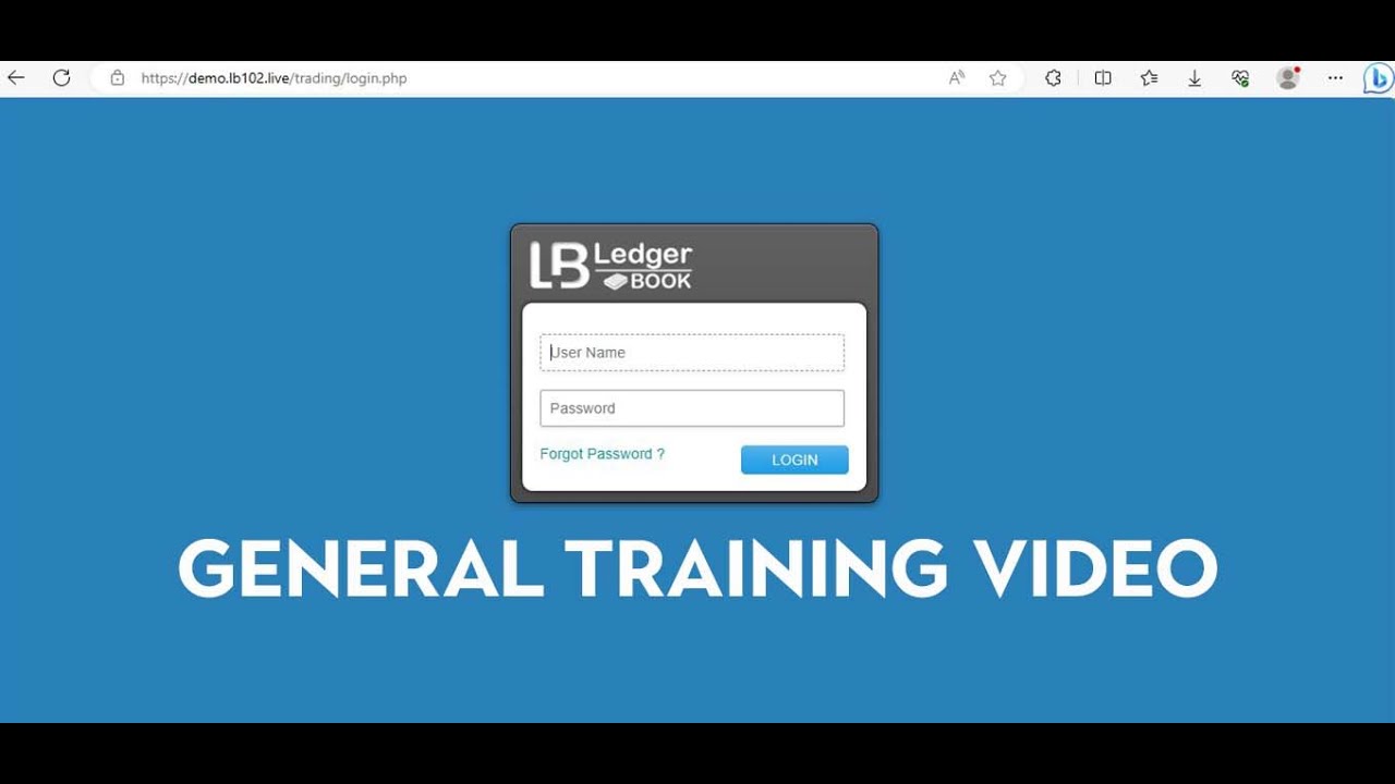 General Training Video  Ledger Book Accountnig Software