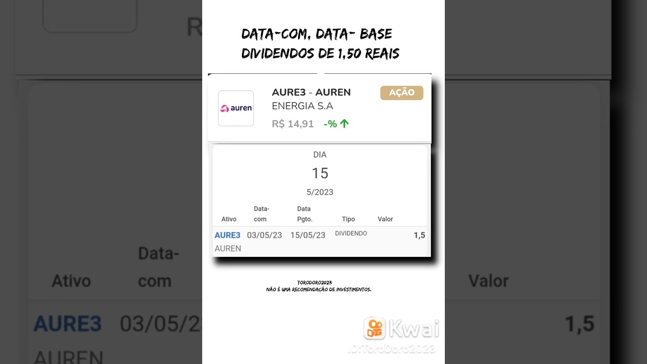 Dividendos Data-com AUREN3 #a&ccedil;&otilde;es #dividendos #bolsadevalores #datacom#database#viral