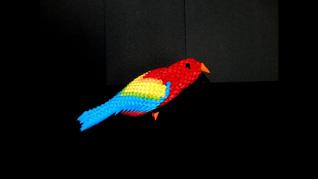 3D Origami Parrot (macaw)  tutorial (instructions) part1