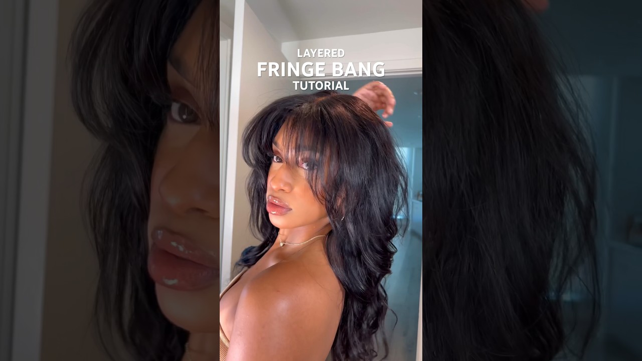 Layered Fringe Bang Tutorial #hairstyletutorial #curtainbangs #fringebang #hairstyle