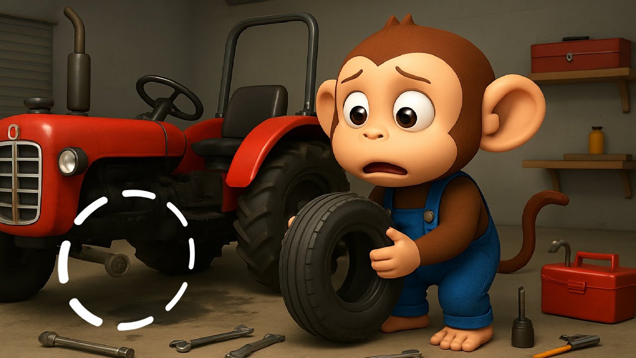Tractor Fire Accident, Monkey Farmer Repairs and Cleans Tractor - Monkey Farm Work | Cobby Farm