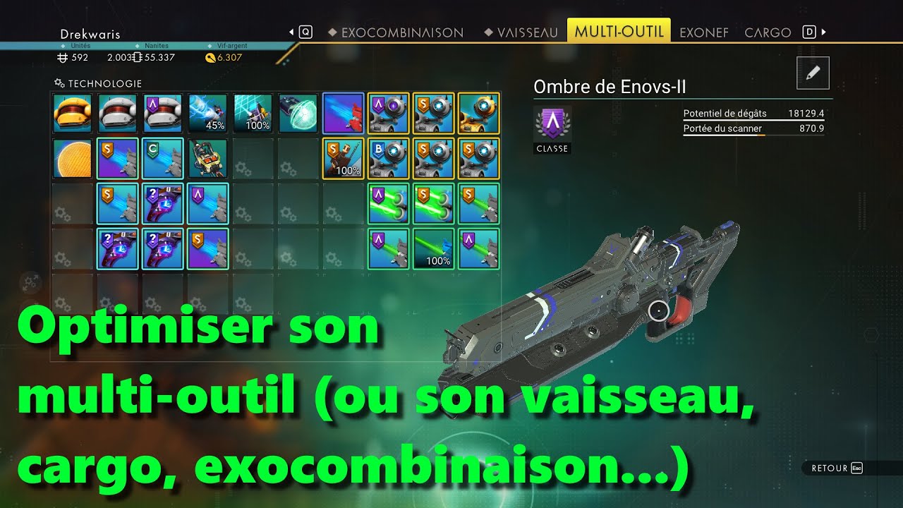 Tuto No Man's Sky - Optimisation du multi-outil / vaisseau / cargo / exocombinaison.