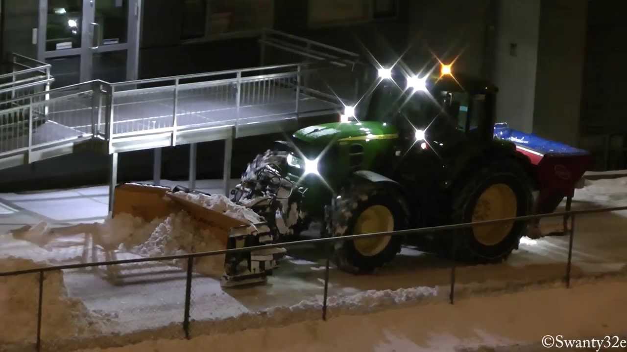 John Deere 6930 Snow Removal With U-Plow