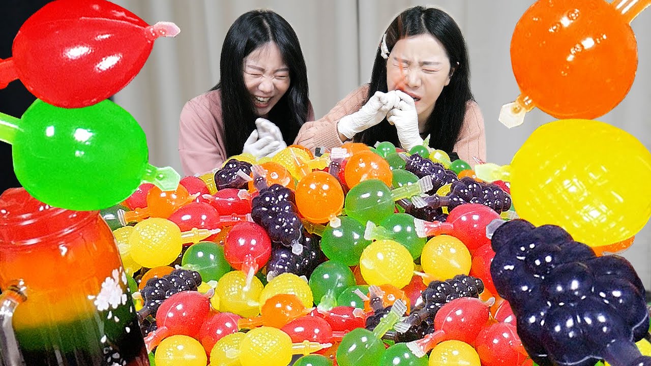 SUB) 대참사난 톡톡팡팡 틱톡젤리 100개 먹방♥️ 소리대박! ㅣ  Tiktok Fruit Jelly Challenge ASMR MUKBANG