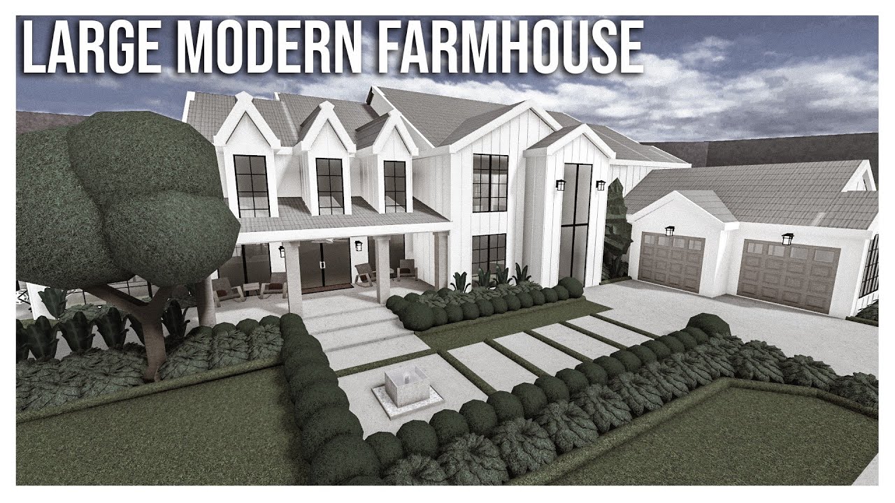 ROBLOX | Bloxburg: Large Modern Family Farmhouse Speedbuild | EXTERIOR ONLY | Ellvoi