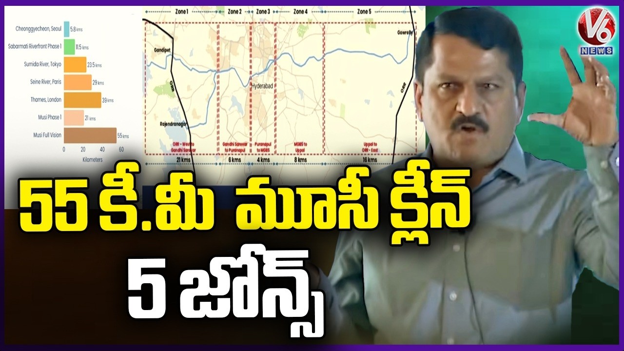 Telangana Govt Clean Musi 55 KM : MRDCL Managing Director Venkata Narasimha Reddy | V6 News