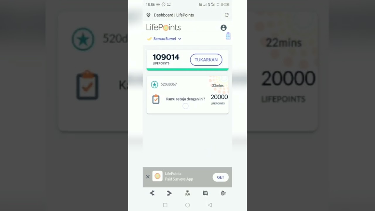 DASHBOARD LIFEPOINTS ADA BANYAK SURVEI TAPI KLIK MALAH ERROR