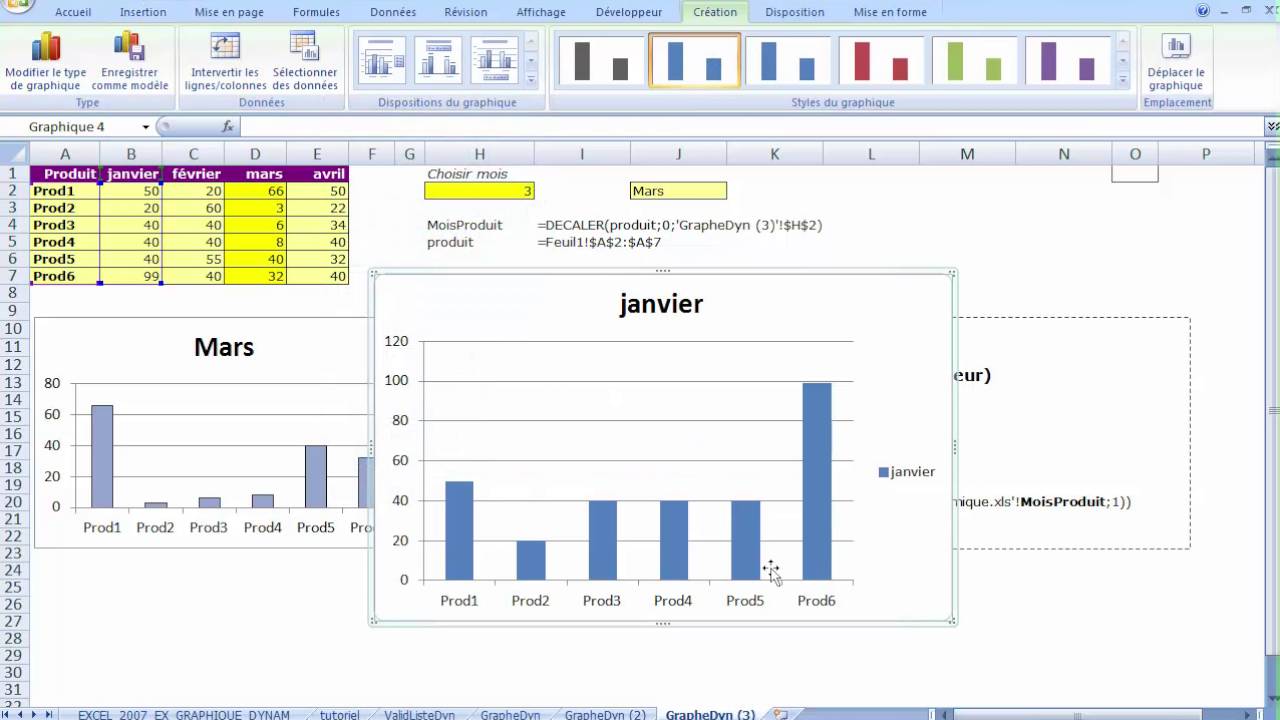Excel 2007 : Comment faire un graphique dynamique sur Excel avec menu déroulant en moins de 5 min.