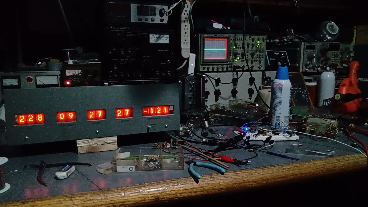 WWVB receiver and Nixie tube clock.
