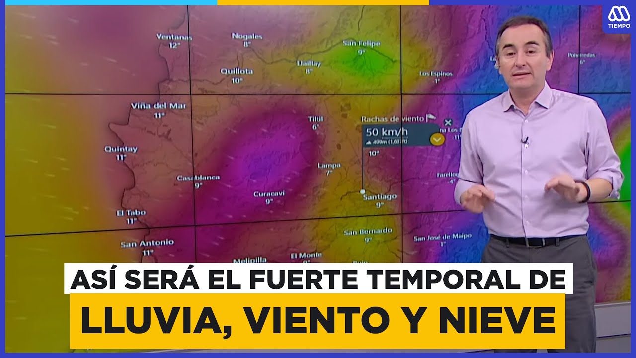 Lluvia, vientos y nieve: Así será el temporal que llegará a Santiago