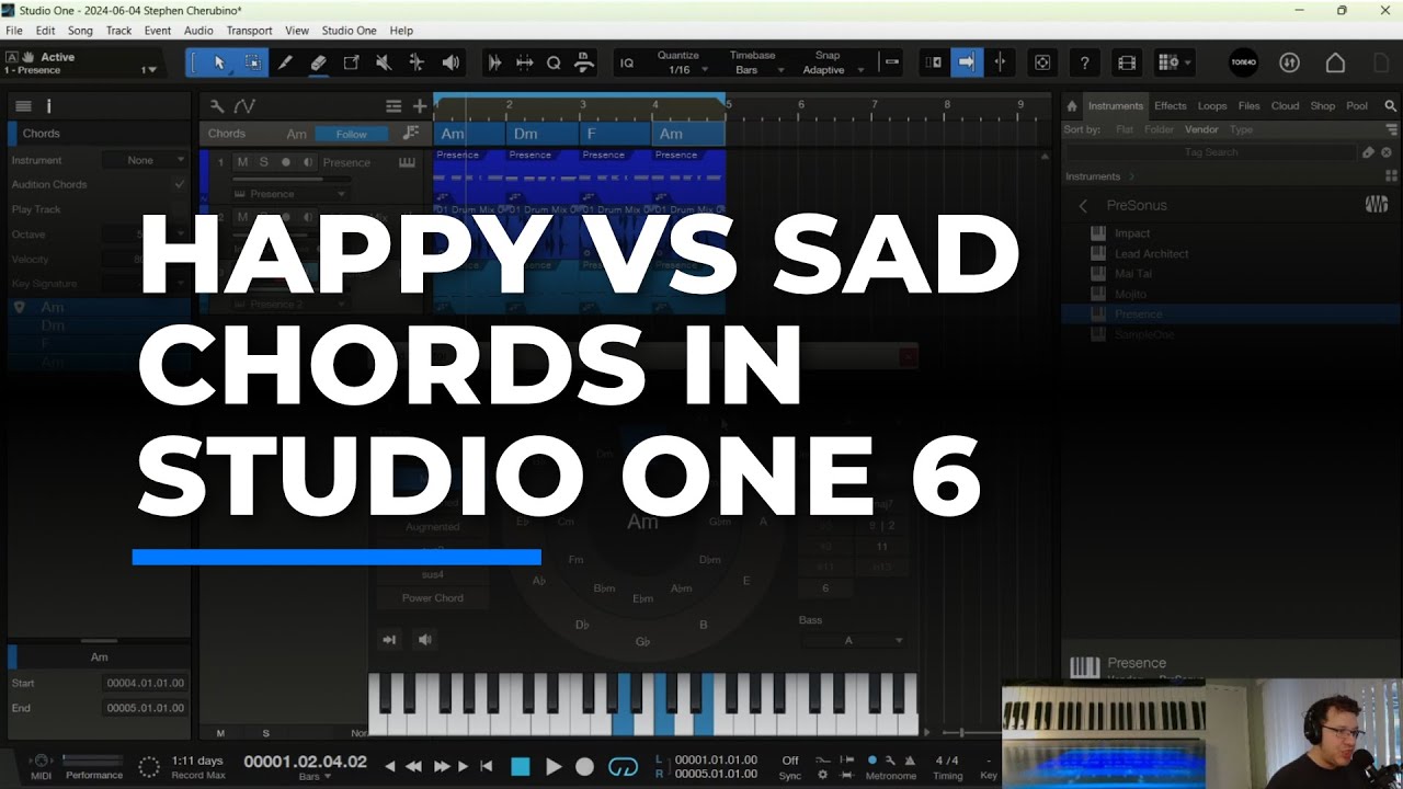 Happy and Sad Chords in Studio One 6