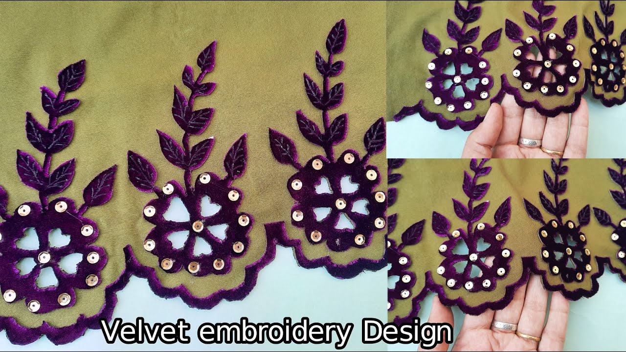 Velvet Embroidery design 2024 _ Unique velvet embroidery designe By sewing Machine_ sewing Hacks