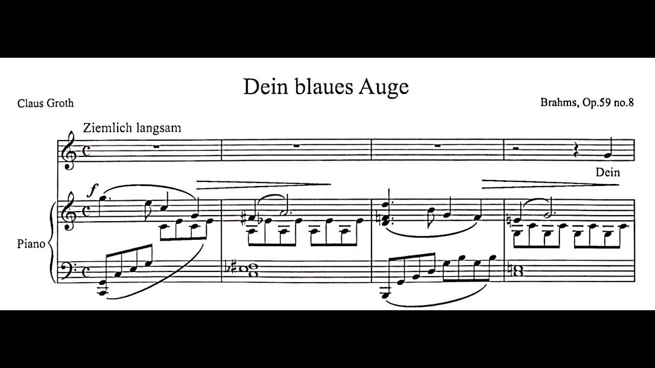 Dein blaues Auge (C Major), Johannes Brahms, Piano Accompaniment.