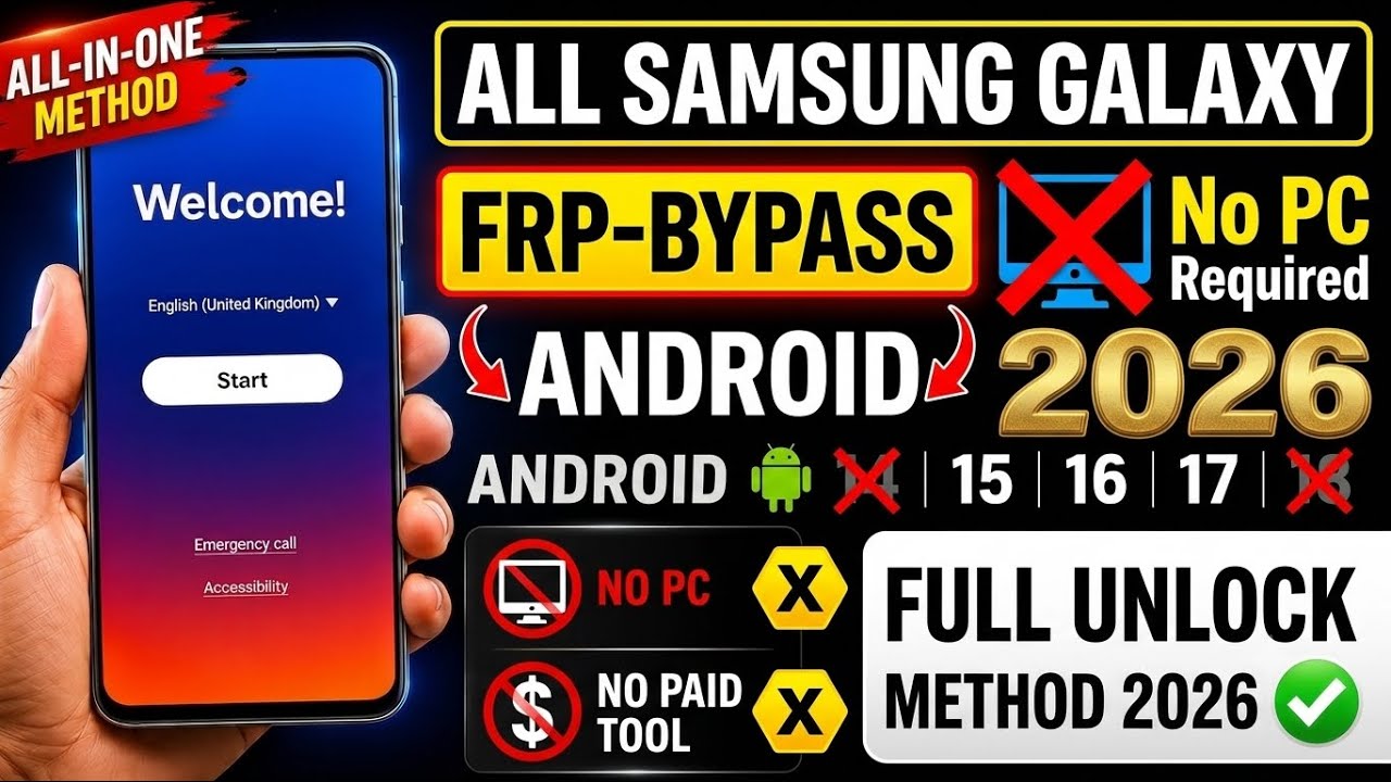 ✅ Samsung FRP Bypass |Android 15/16/172026 | New Update | 100% Working | No PC Required | New Trick