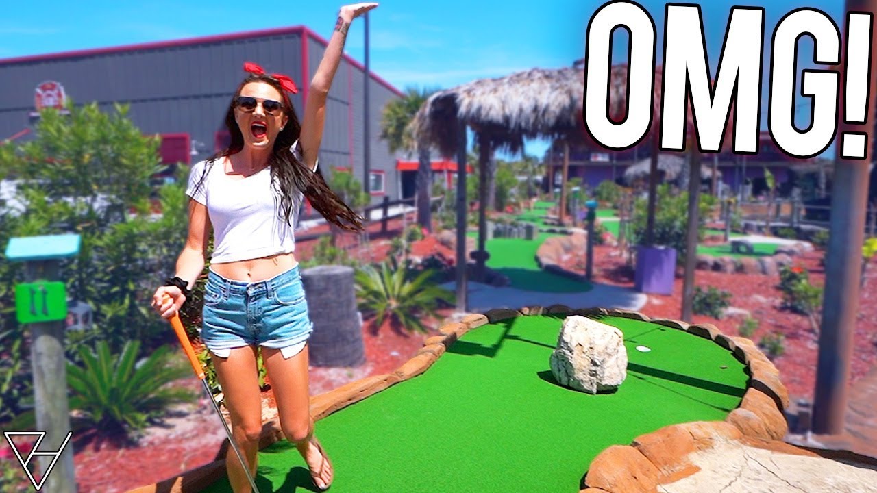 She Has Never Done This At A Mini Golf Course! - Amazing Hole In One!