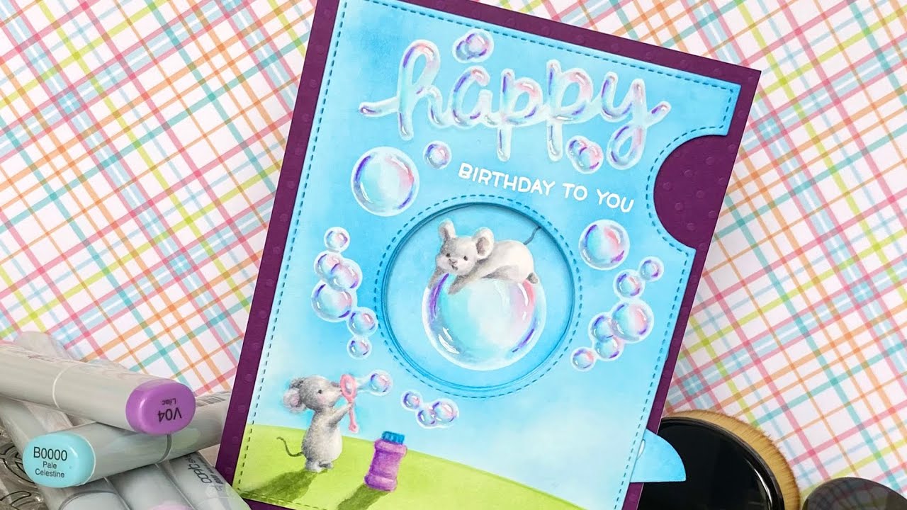 Magic Iris bubble birthday card