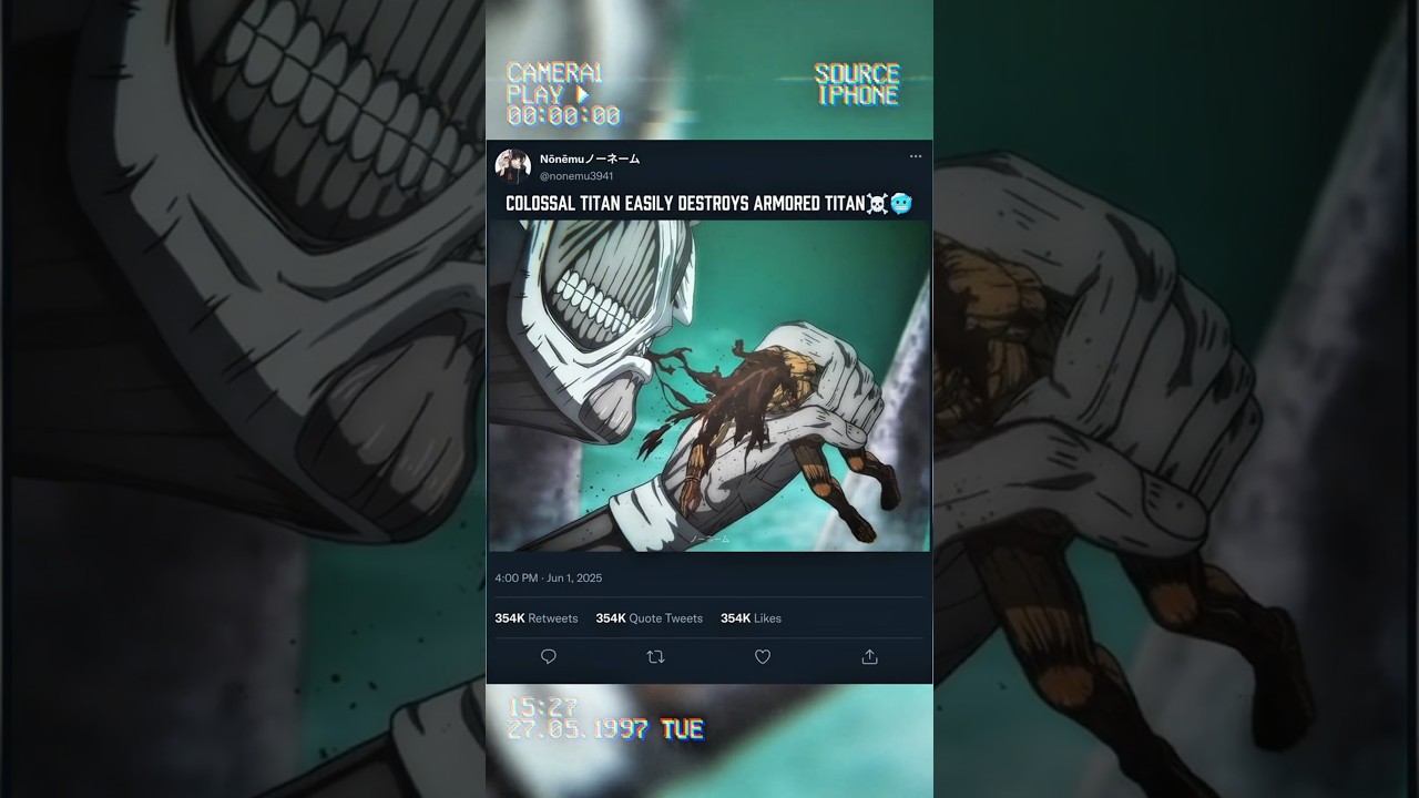 colossal titan easily destroy armored titan☠️☠️