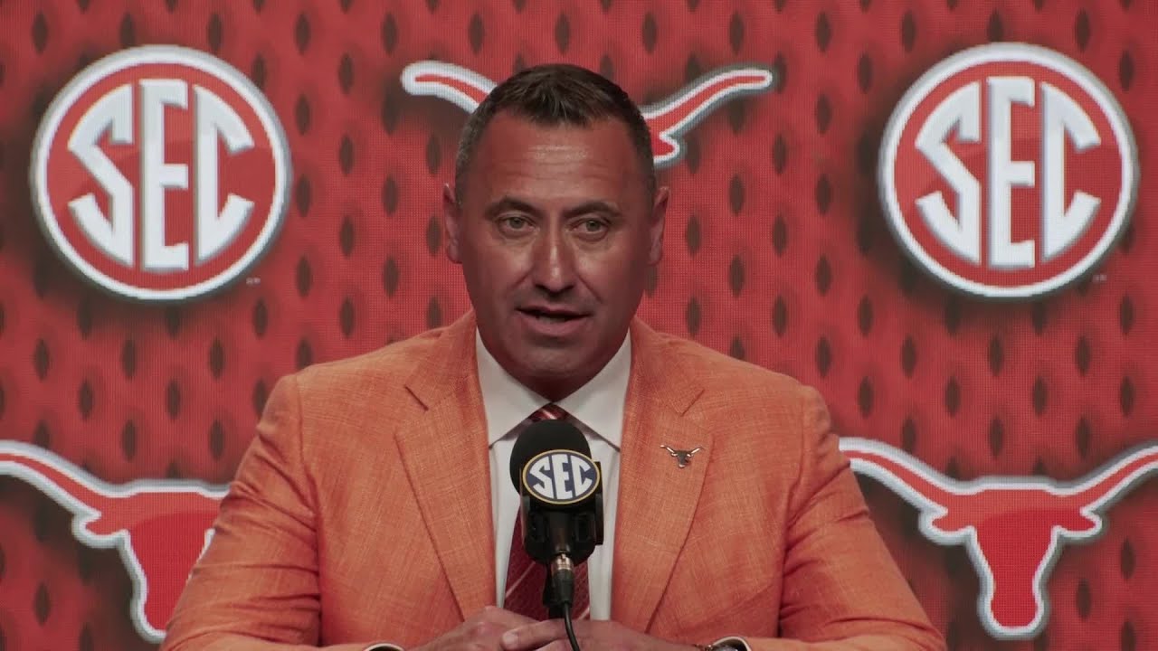 Texas head coach Steve Sarkisian speaks at SEC Media Days