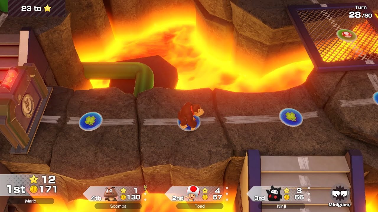 Super Mario Party Jamboree #208 King Bowser's Keep Donkey Kong vs Toad vs Goomba vs Ninji