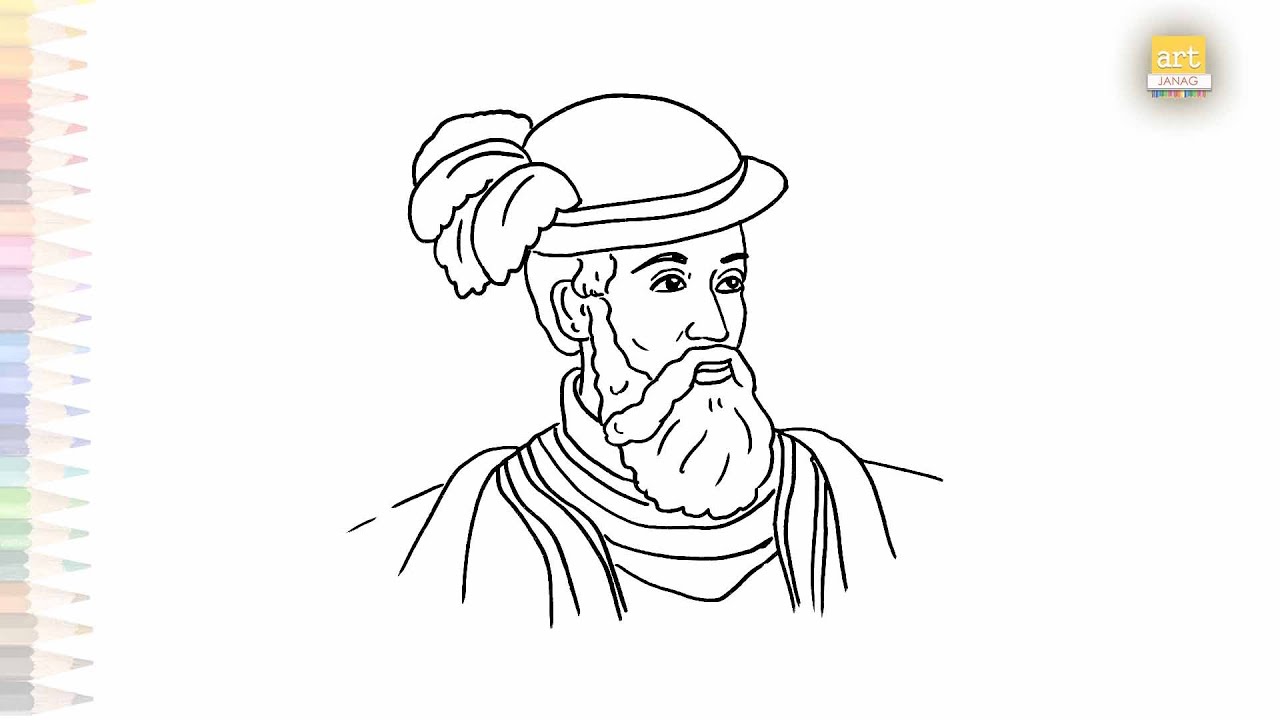 Francisco Pizarro drawing | Easy drawing tutorials | How to draw Francisco Pizarro face step by step