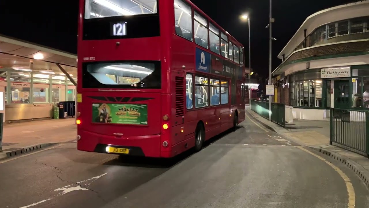 London's Buses after dark at Turnpike Lane station 7th December 2022