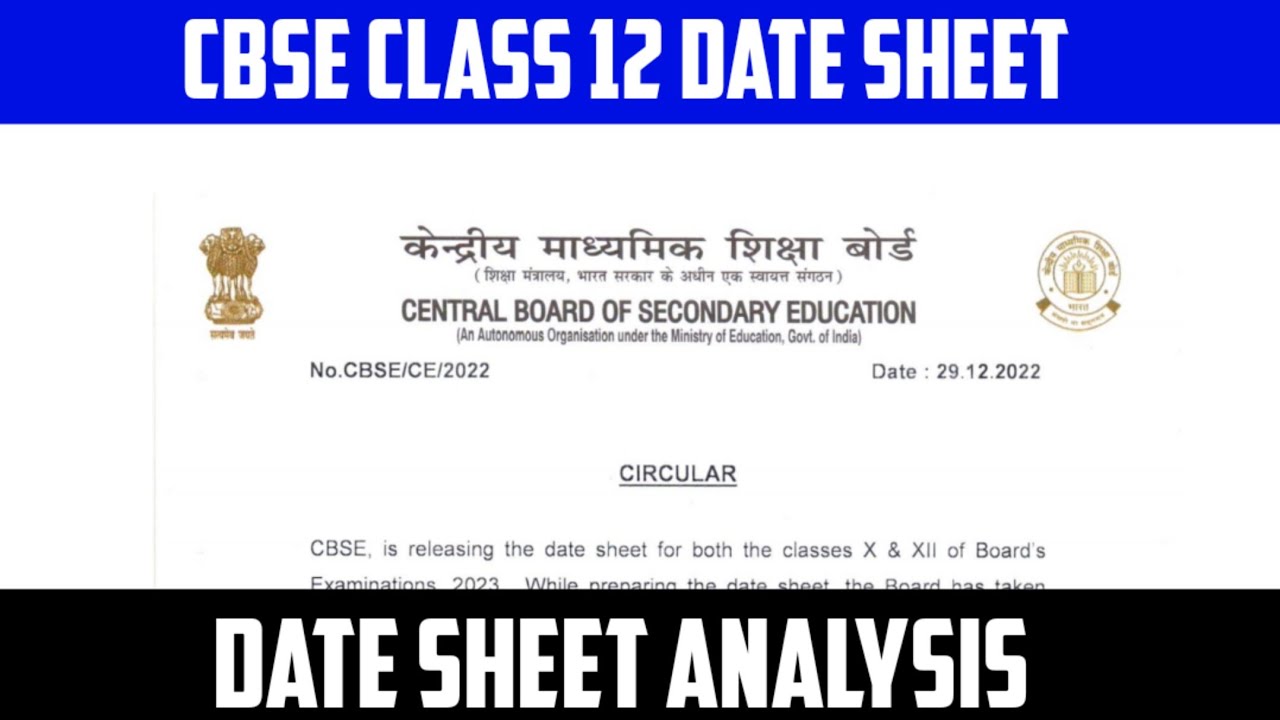 CBSE Class 12 Date Sheet 2023 Arts Stream Analysis