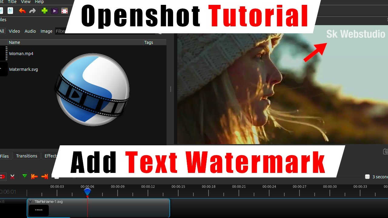 Openshot Add Text Watermark | Openshot add watermark | Openshot tutorial in hindi