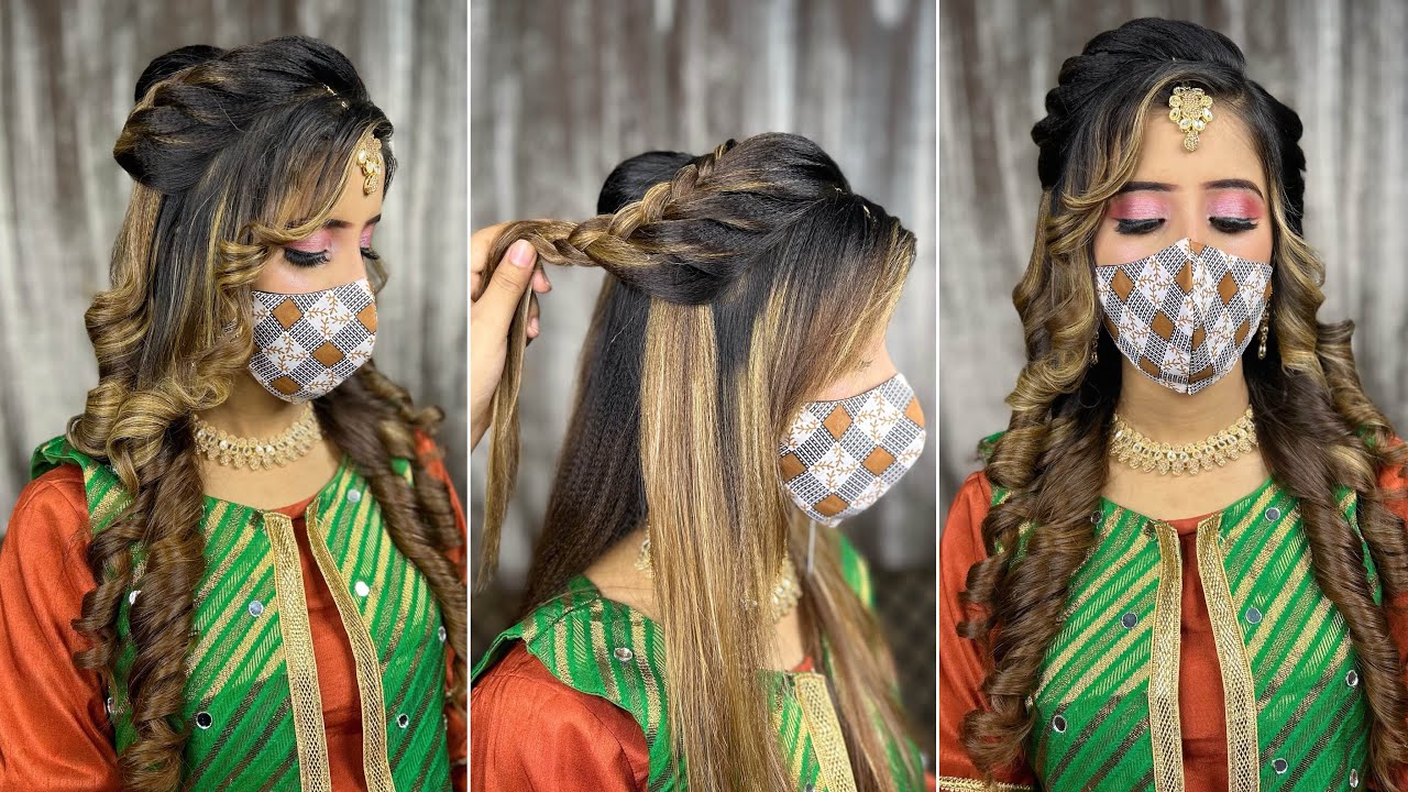 Open hair hairstyle for reception bride | beautiful hairstyle for long hair | bridal hairstyle |