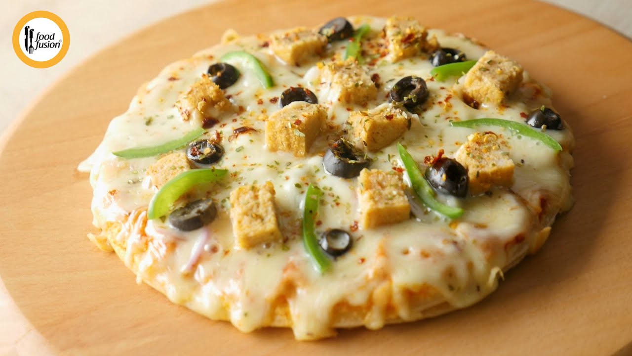 Cheesy Thin Crust Pizza with Paratha (Without oven)  Recipe By Food Fusion