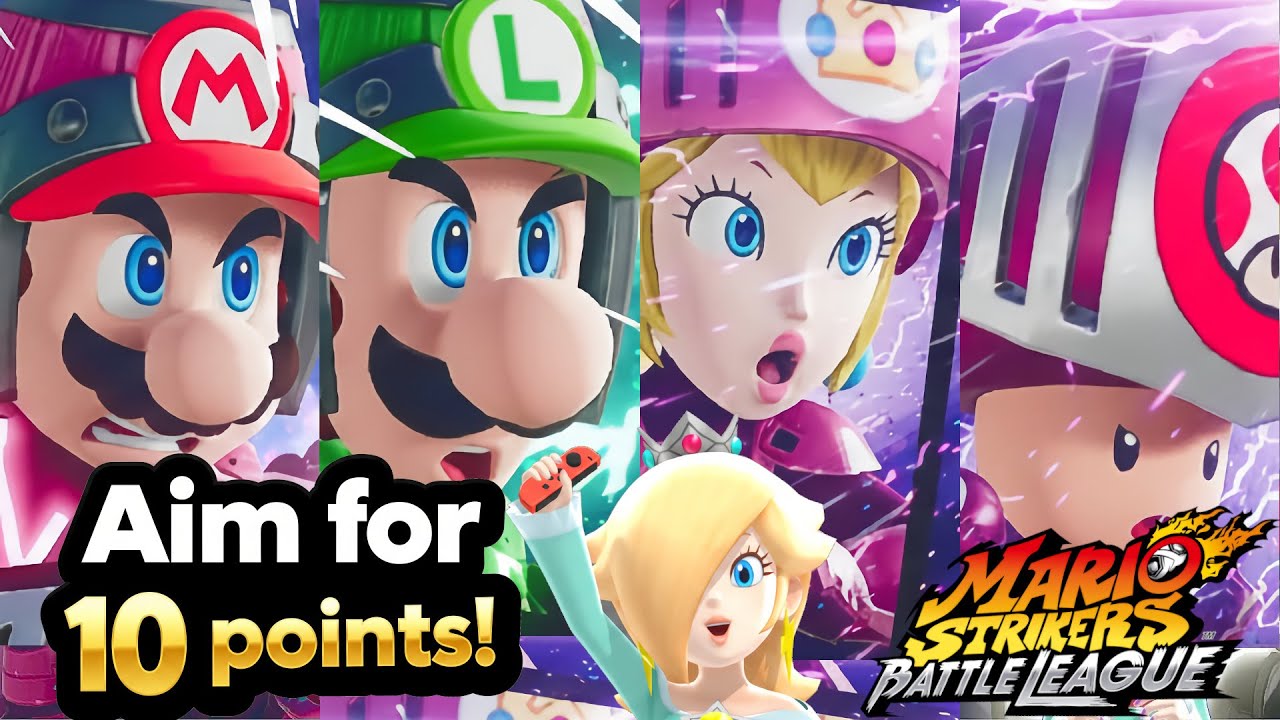 Mario Strikers Battle League Mario Luigi Peach and Toad vs Team Waluigi at Planetoid