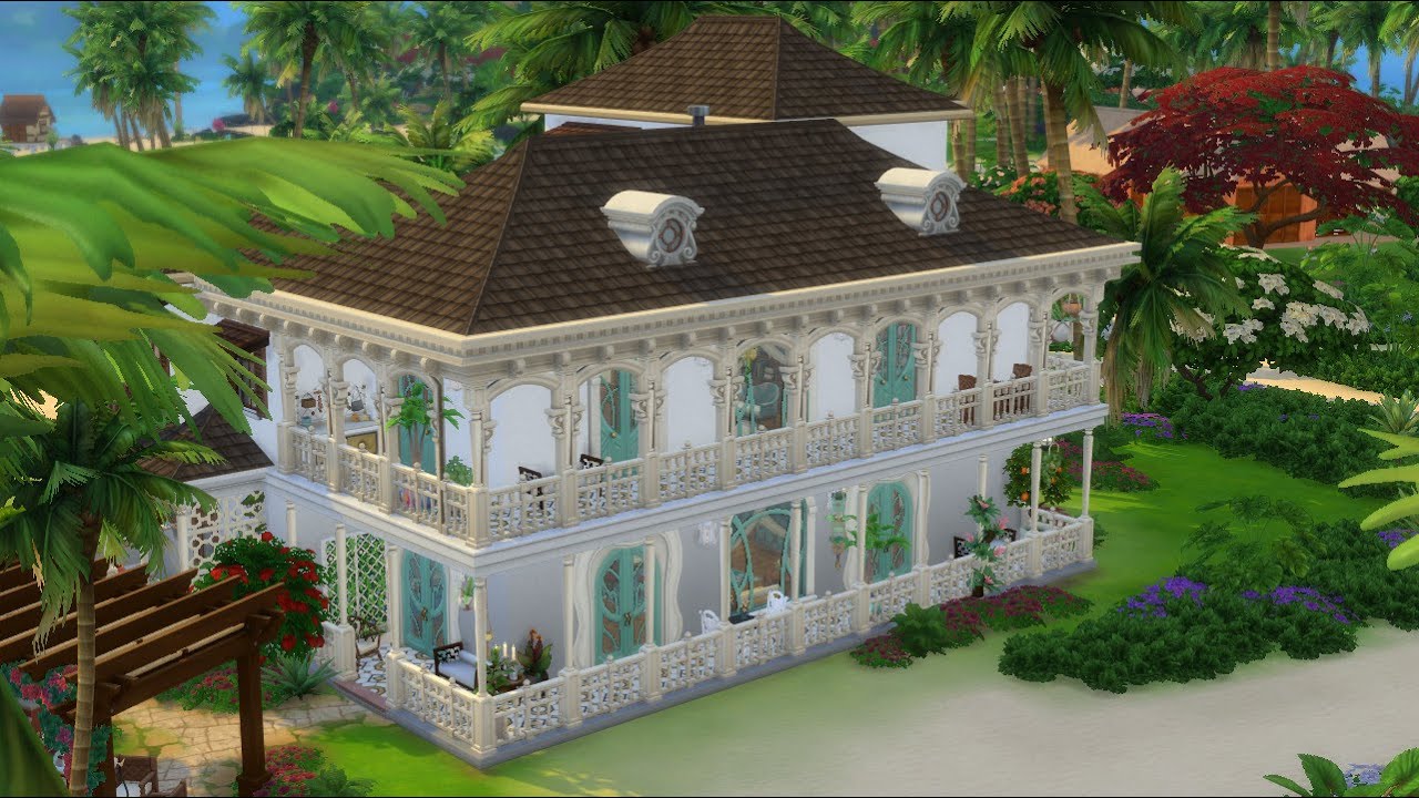 Karibiskt mansion del 1/2 - The Sims 4 speed build på svenska