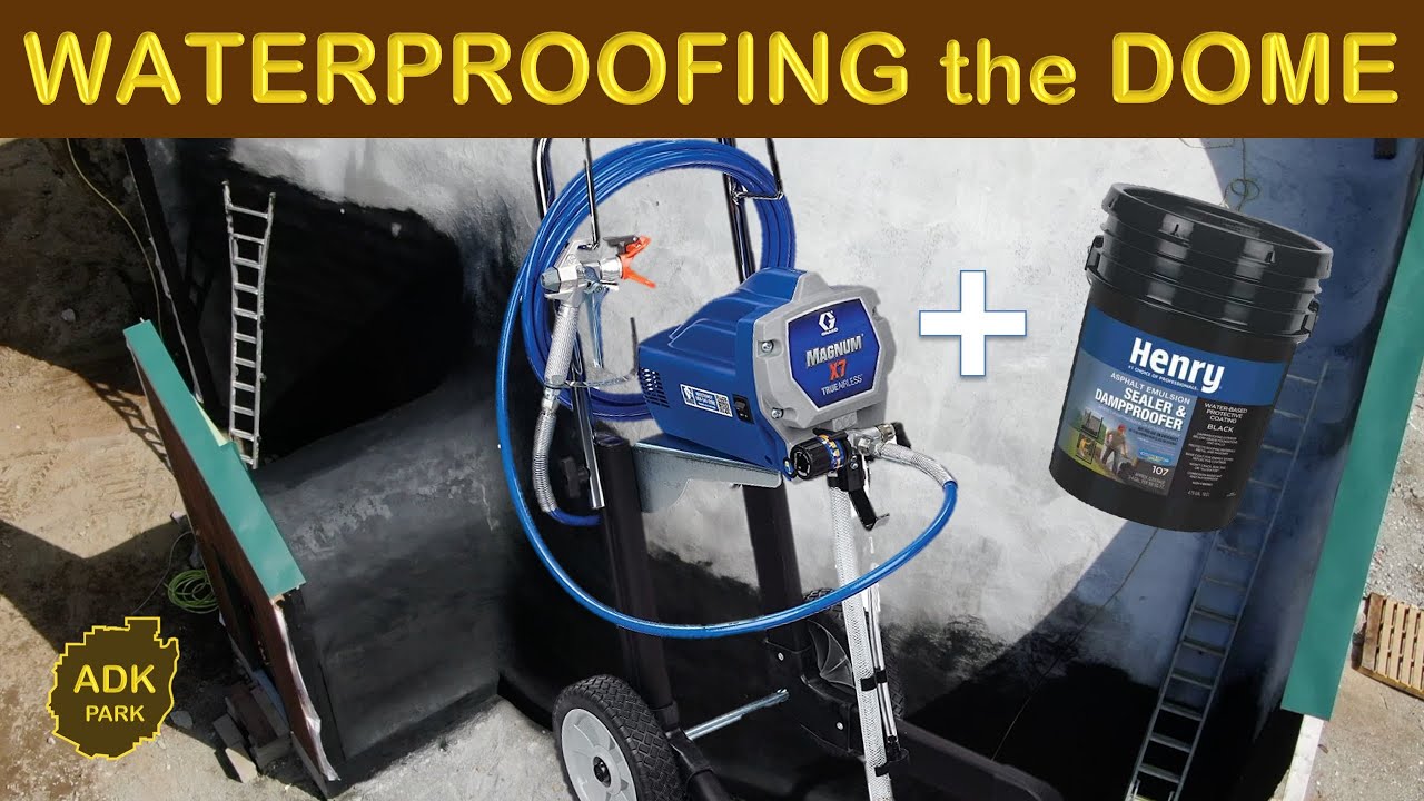 Waterproofing the Dome | Henry 107 Asphalt Emulsion Sealer | Graco X7 Paint Sprayer | Off-Grid Build