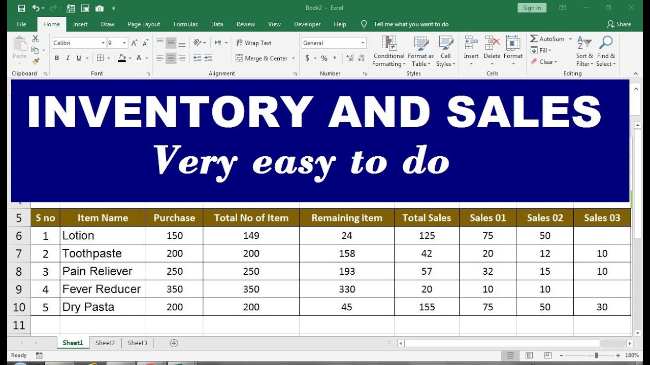 inventory management system in Excel