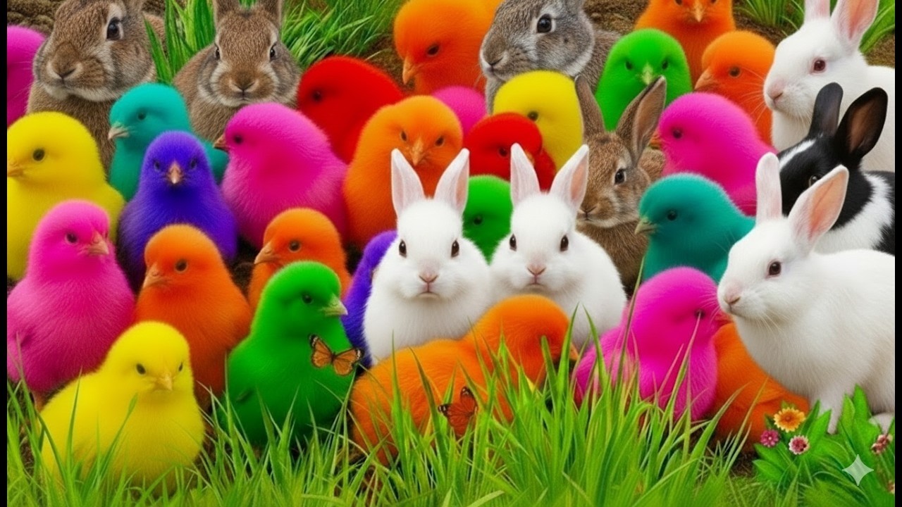 Ayam Lucu, ayam warna warni, ayam rainbow, kelinci lucu, bebek lucu, ikan koi, Hewan Lucu 🐤🐣
