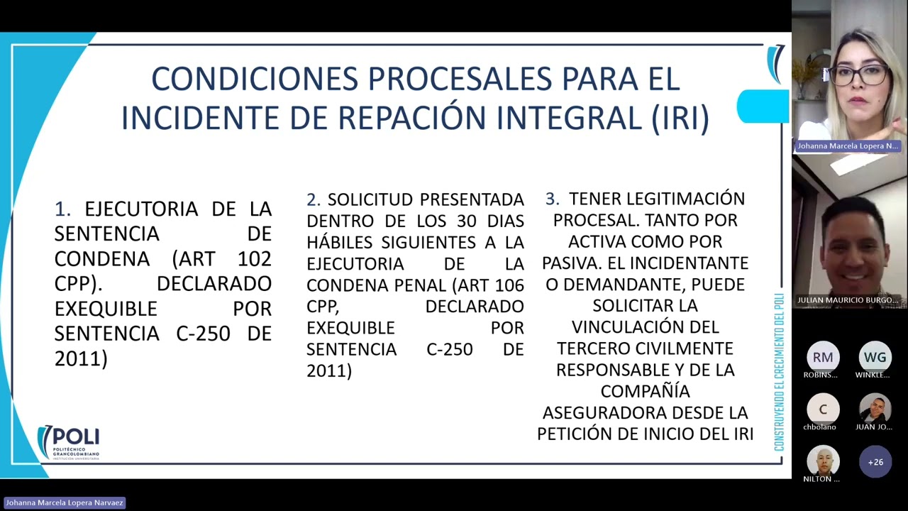 TRÁMITE PROCESAL DEL INCIDENTE DE REPACIÓN INTEGRAL