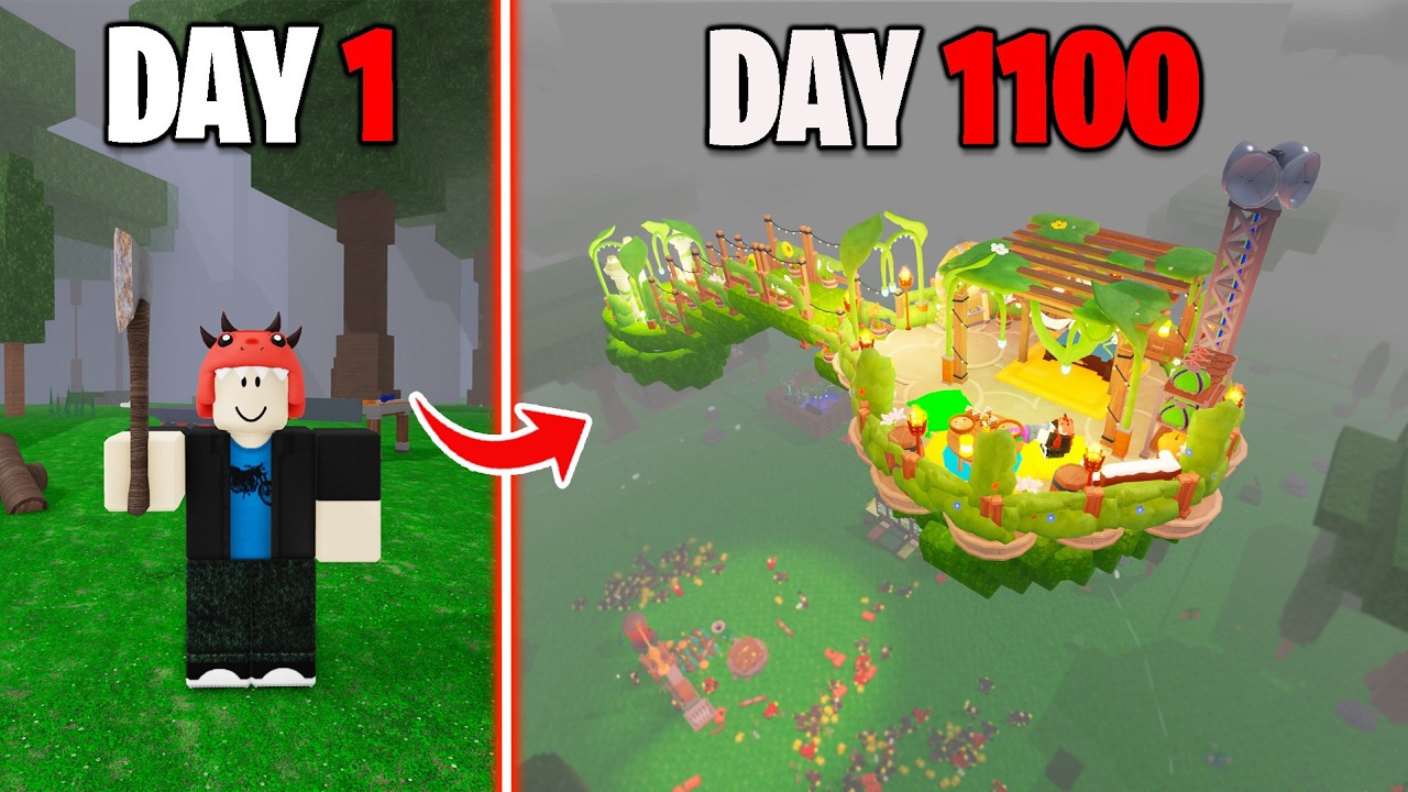 1100 Days to Build a SKY BASE in 99 Nights in the Forest