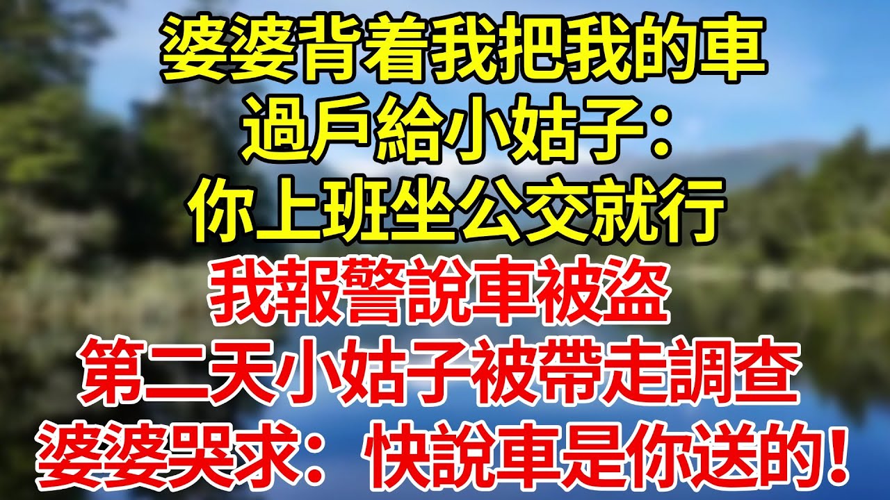 婆婆背着我把我的車過戶給小姑子：你上班坐公交就行。我報警說車被盜，第二天小姑子被帶走調查，婆婆哭着砸門：快說車是你送的！#婚姻#爽文#情感故事#女性逆襲#深夜故事