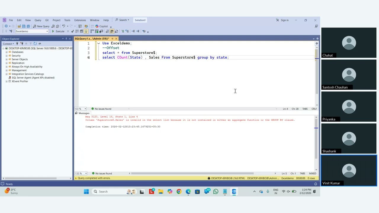 Data Science Course Batch 110 SQL Training : Session 6
