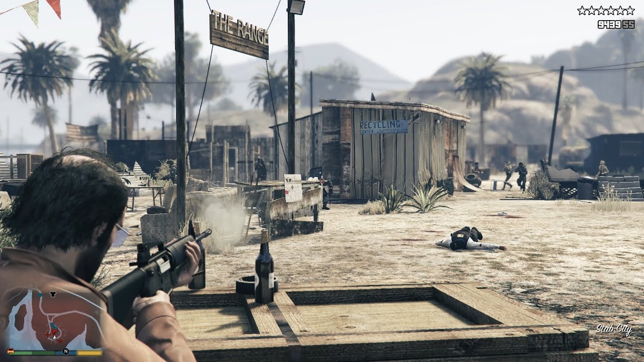 GTA V Stab City Lost MC Camp Shootout + 10 Star Wanted Level Escape(RDE 4.0)