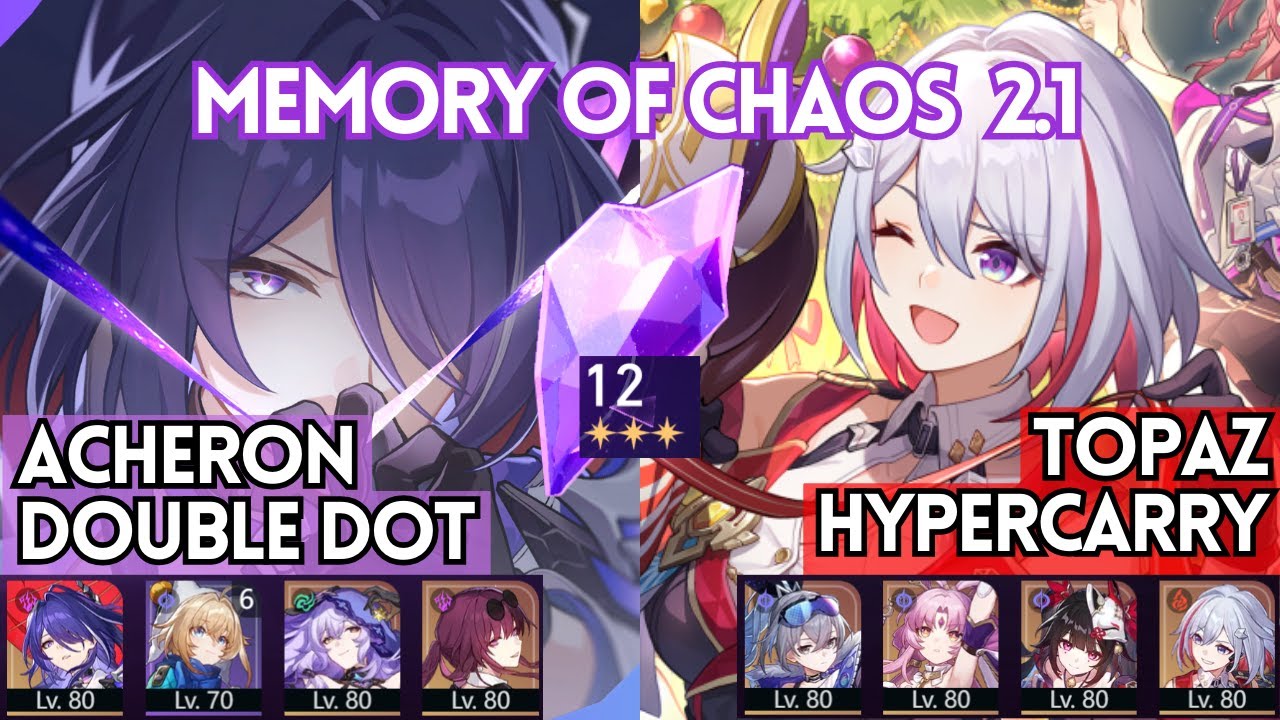 E0S1 Acheron Double DOT & E0 Topaz Hypercarry Memory Of Chaos 2.1 Full Stars | Honkai Star Rail 2.1