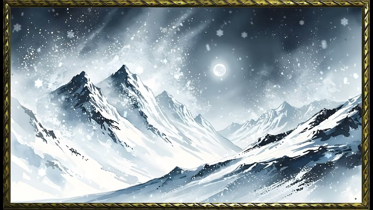 Antique Winter Landscape of Pure Calm| Gold Frame TV Art | Art Screensaver for TV | Wall Art