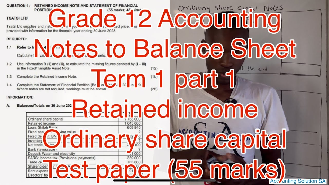 Grade 12 Accounting Term 1 | Ordinary share Capital and Retained Income Notes | Balance Sheet 2025