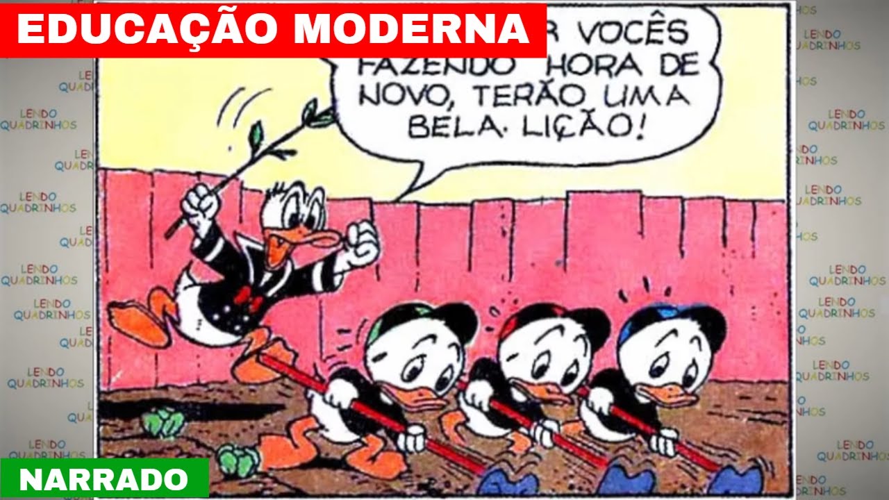 Pato Donald em: Educação moderna, paciência antiga - história em quadrinhos narrada