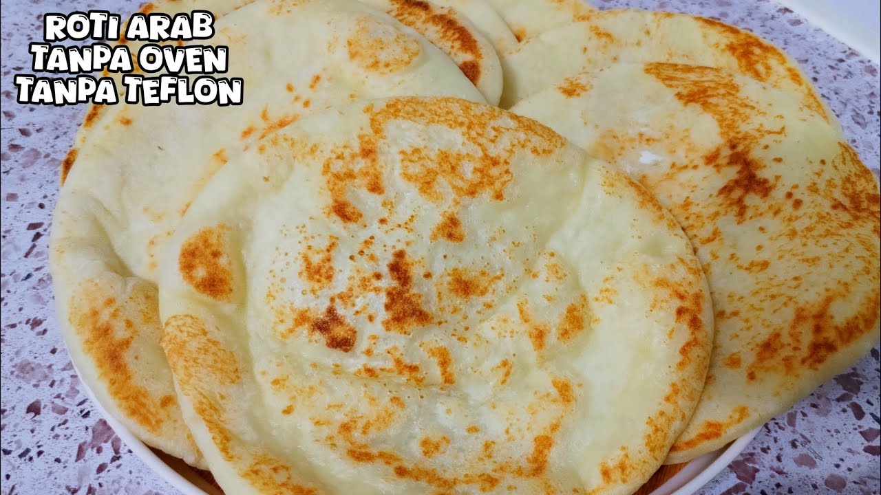 Roti Arab / Khobz Tanpa Oven & Tanpa Teflon 😍 Lembut Kopong2! 