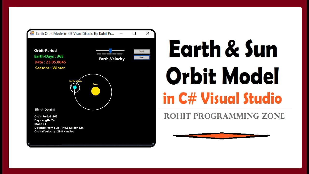 Earth Orbit Model in C# Visual Studio By Rohit Programming Zone